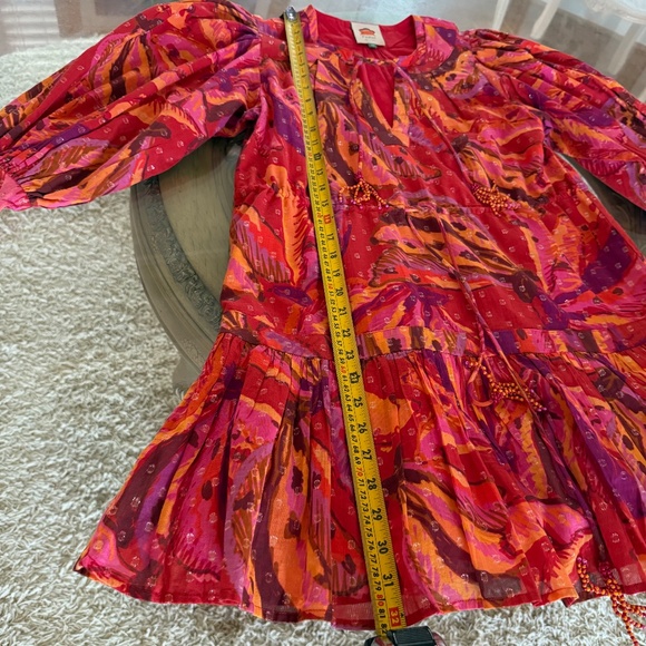 FARM Rio Banana Juice Chemise Mini Dress XS Tropical Cotton Belted Boho - Picture 14 of 15